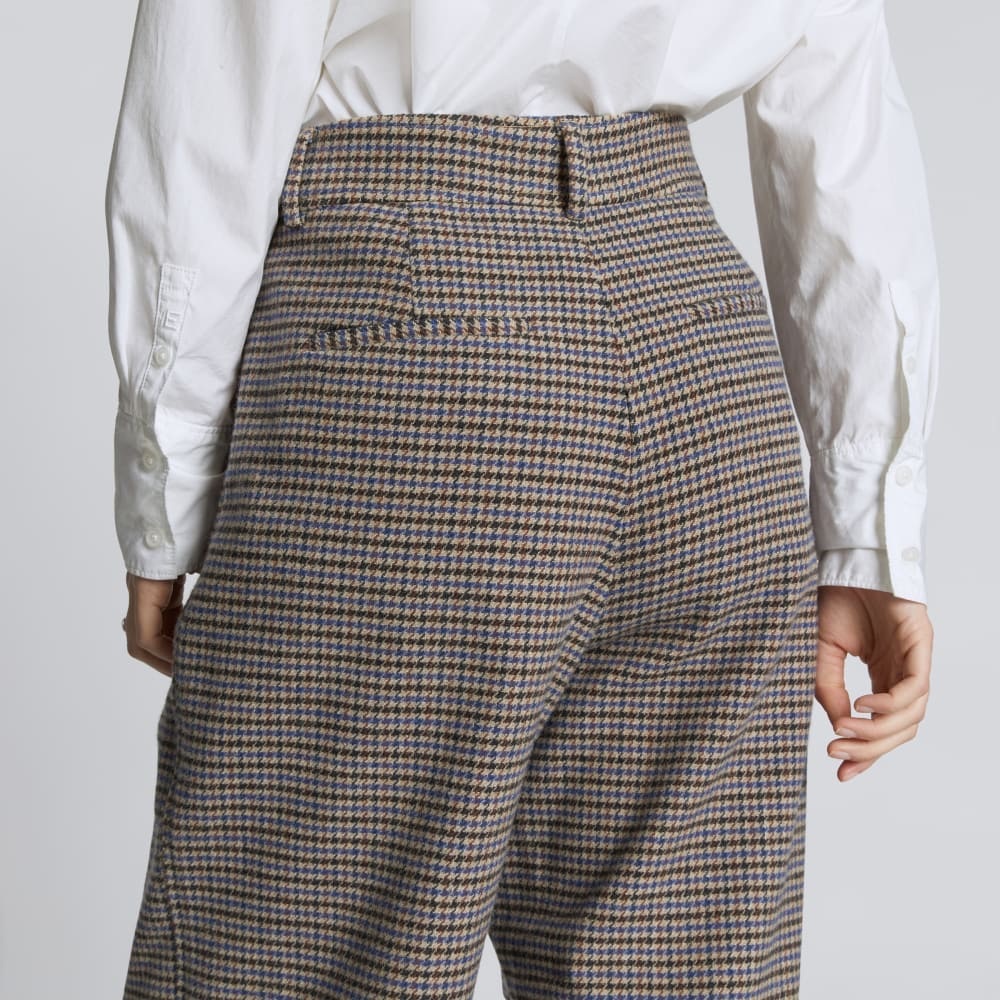Everlane The Drape Pant, Wool, Brown/Blue Houndstooth - Picture 2 of 14
